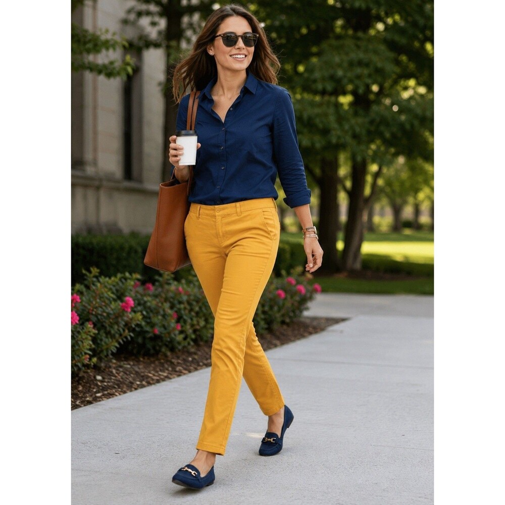 Tommy Hilfiger Women’s Size 8 Mustard Yellow Chino Pants Straight Leg 17x30.25